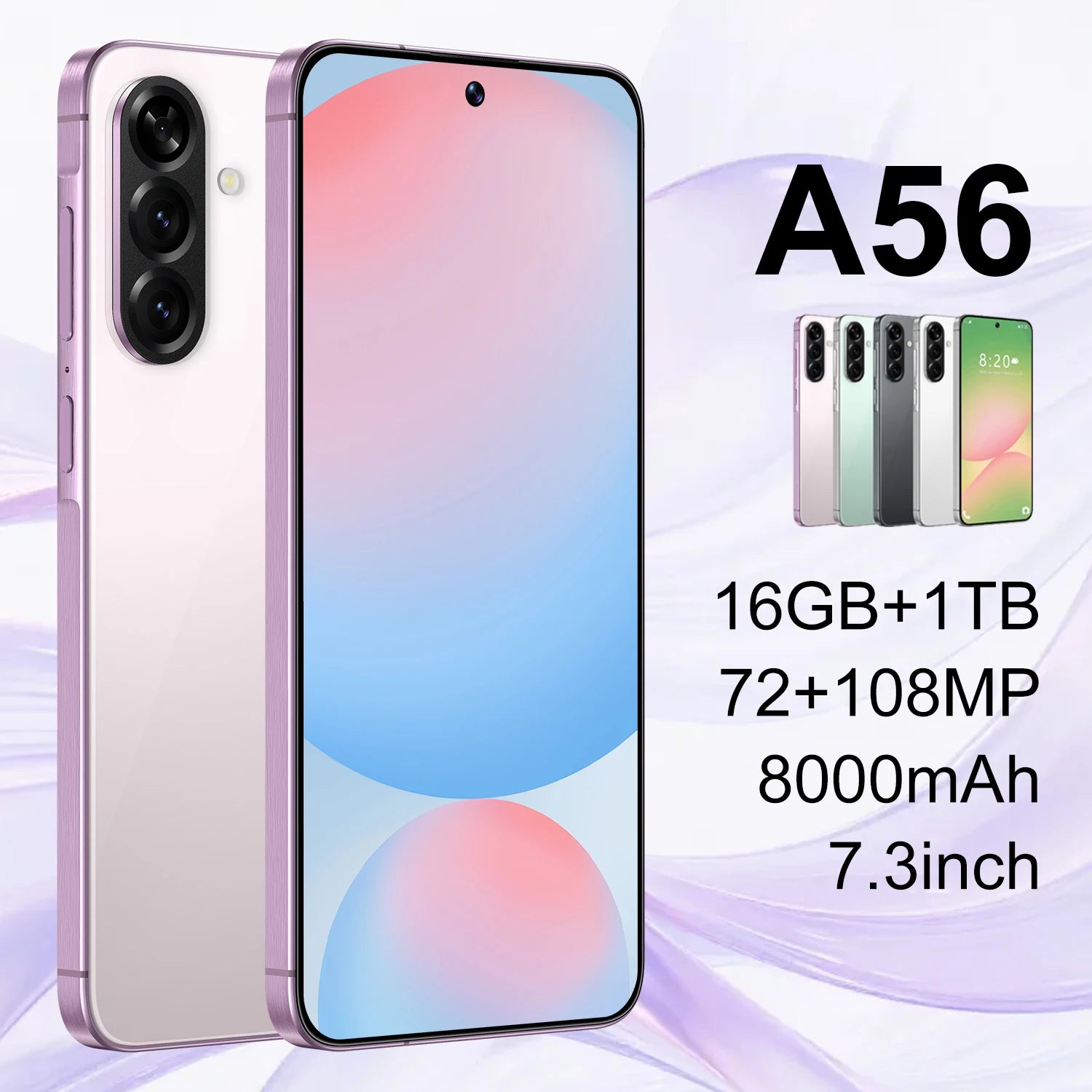 Tidesmit 5G Smartphone, 7.3 Inch OLED, 16GB RAM, 1TB Unlocked Tidesmit
