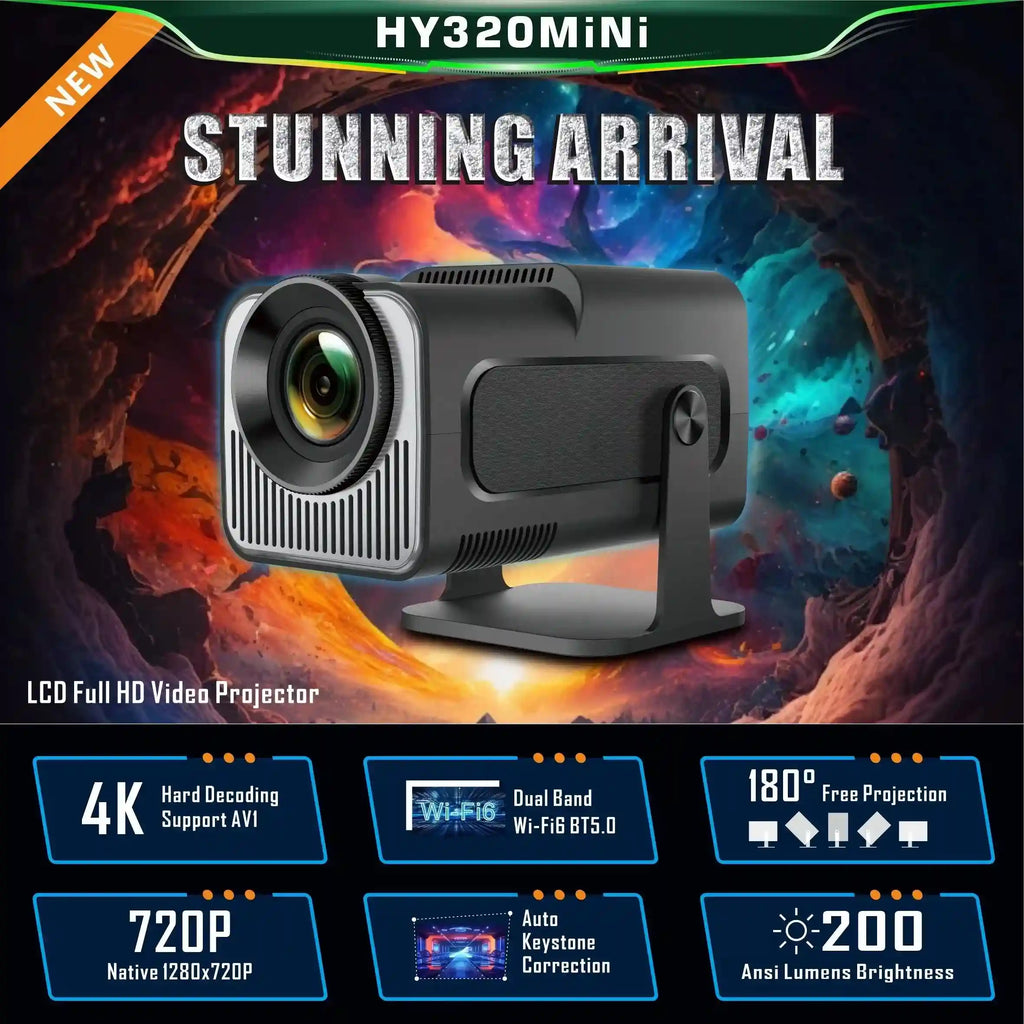 Portable 4K Mini Projector | 720P WiFi Smart Home Theater - Tidesmit Tidesmit