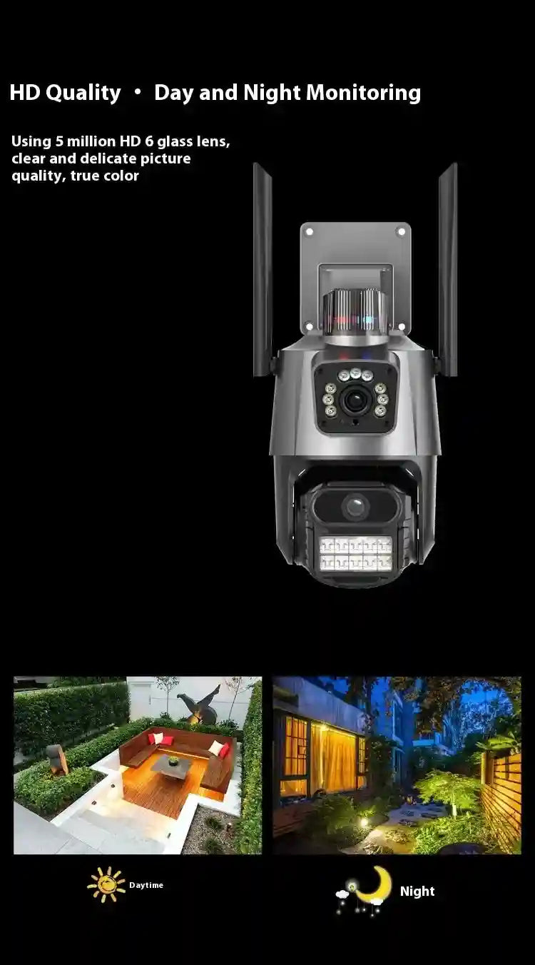 4K Dual Lens WiFi Security Camera | 6MP Smart Home Outdoor PTZ Tidesmit