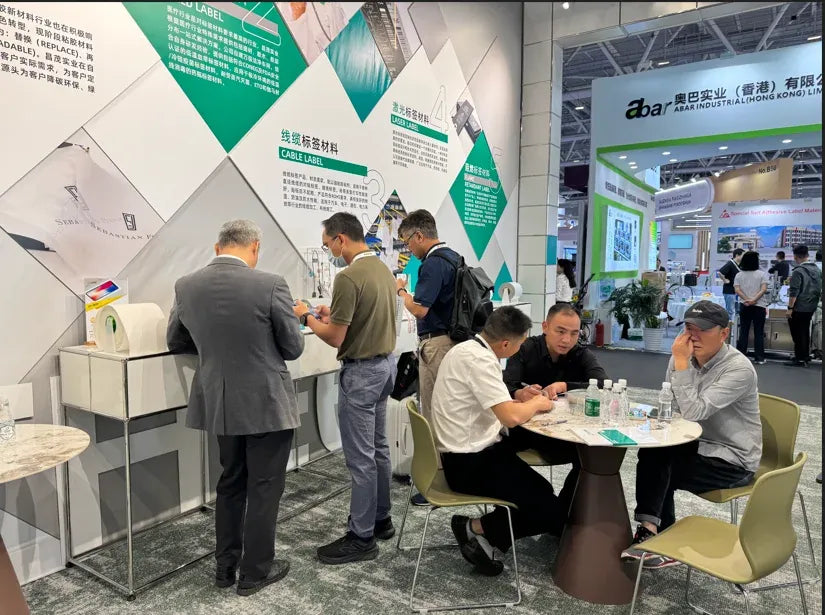 High-temperature silicone adhesive tape company booth with printed product panels