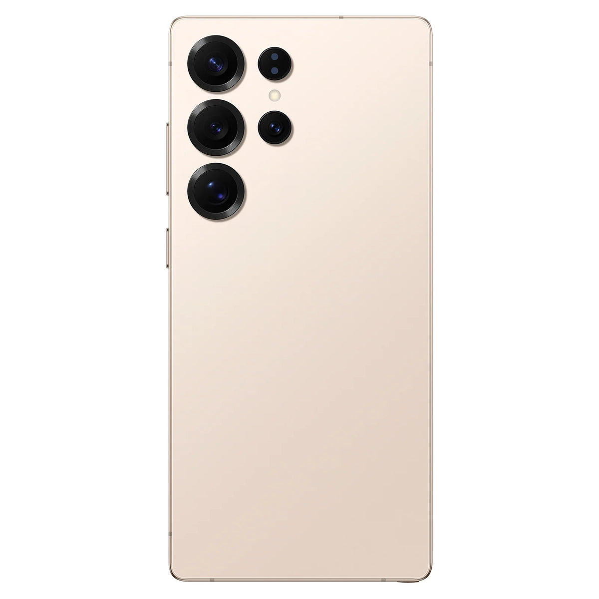 Gold smartphone with quad rear camera and smooth back