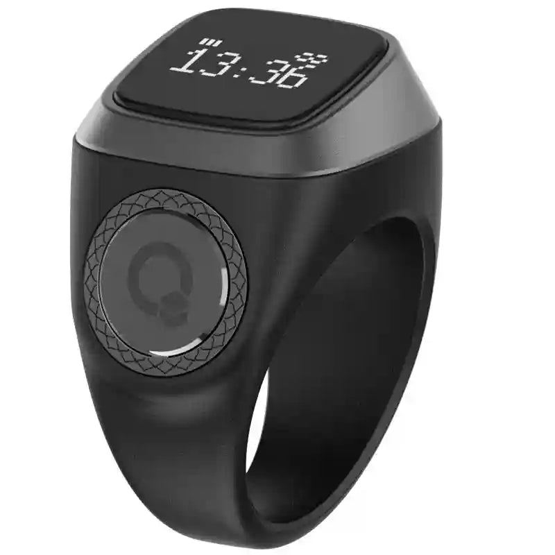 Smart Zikr Ring | Digital Tasbih & Health Monitor | Black | 18-22mm Tidesmit