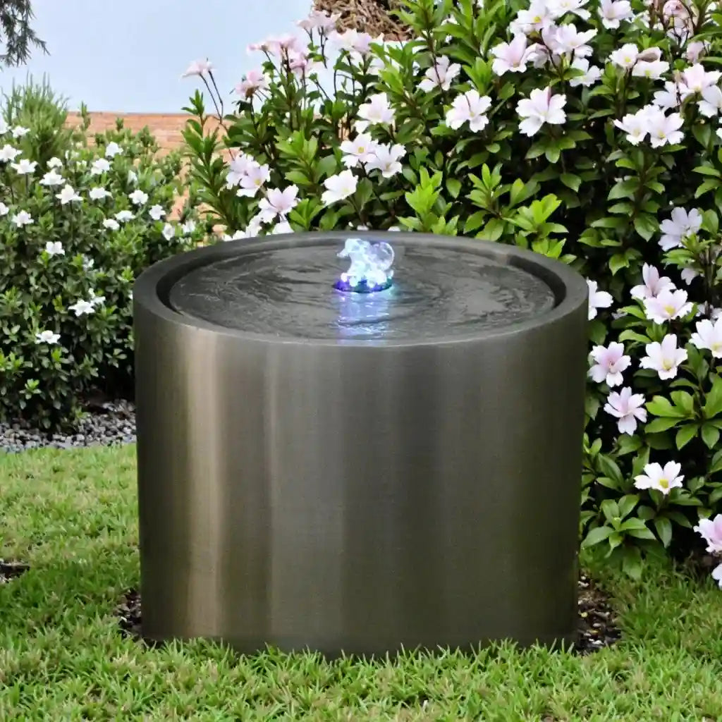 Waterfall Fountain with LED Lights - Smart Silver 30cm - Tidesmit Tidesmit