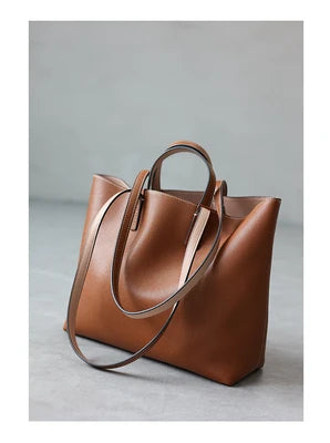 Women Luxury Genuine Leather Tote Soft Cowhide Handbag Two Sides Available Using Shoulder Bags Versatile And Durable