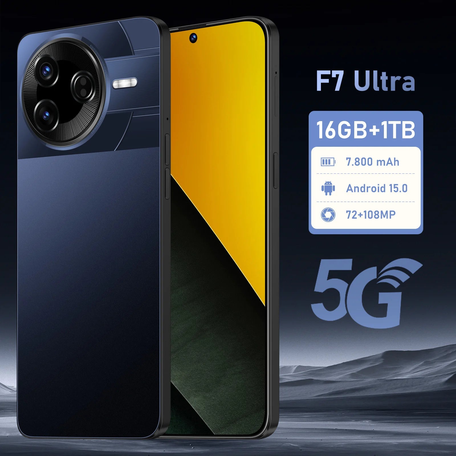 5G Smartphone 1TB 16GB RAM: High-Performance Unlocked Mobile Black 16g 1TB Tidesmit