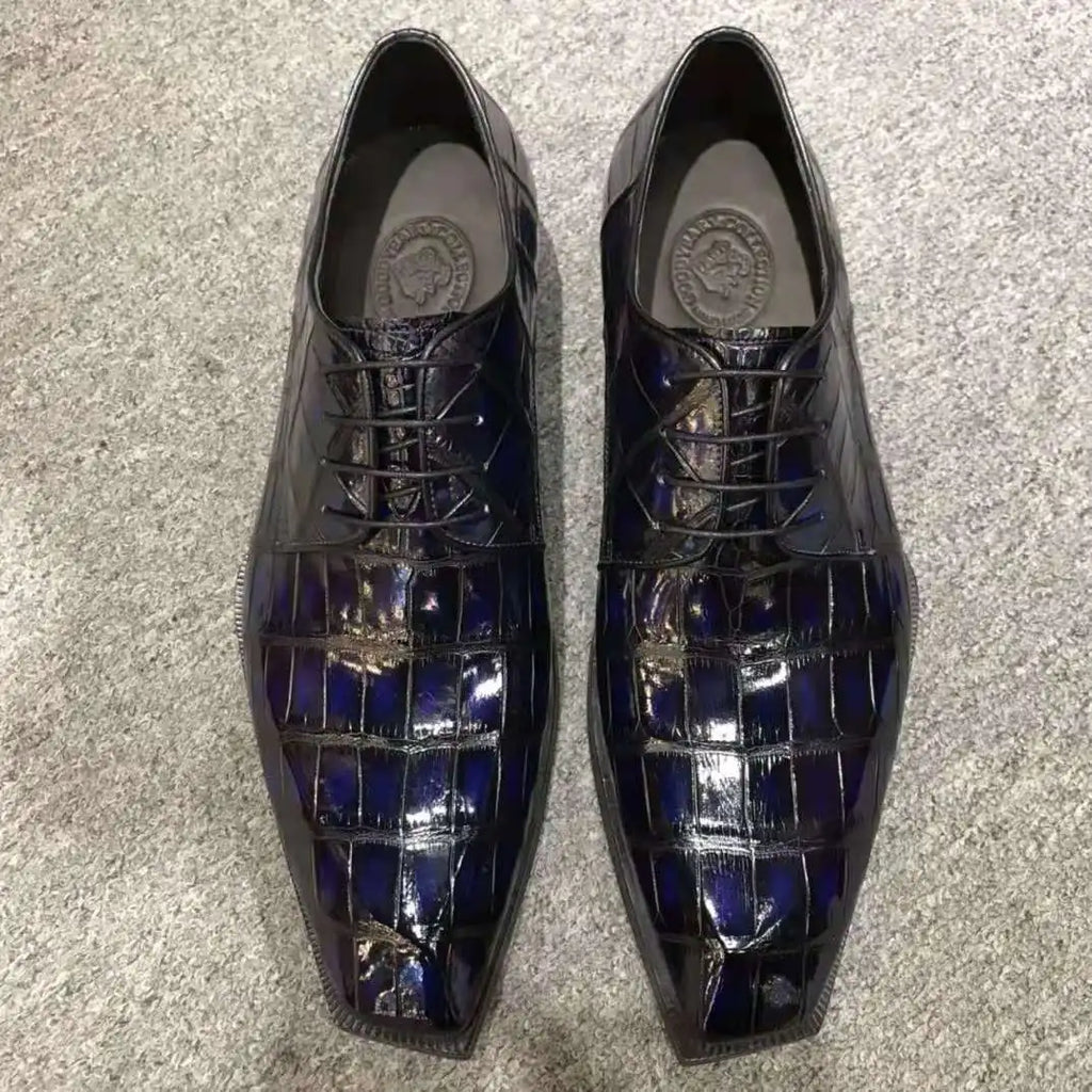 Goodyear Italian crocodile Leather Purple Shoes Men Luxury Business Men Shoe Official Footwear Top Quality Formal Men's Shoes