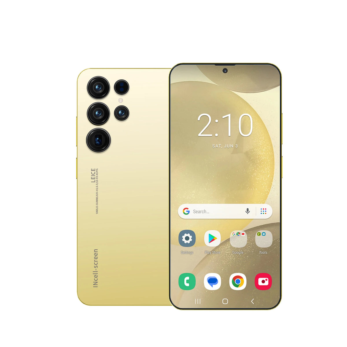 S26 Ultra 5G smartphone, gold, quad rear cameras and front curved display