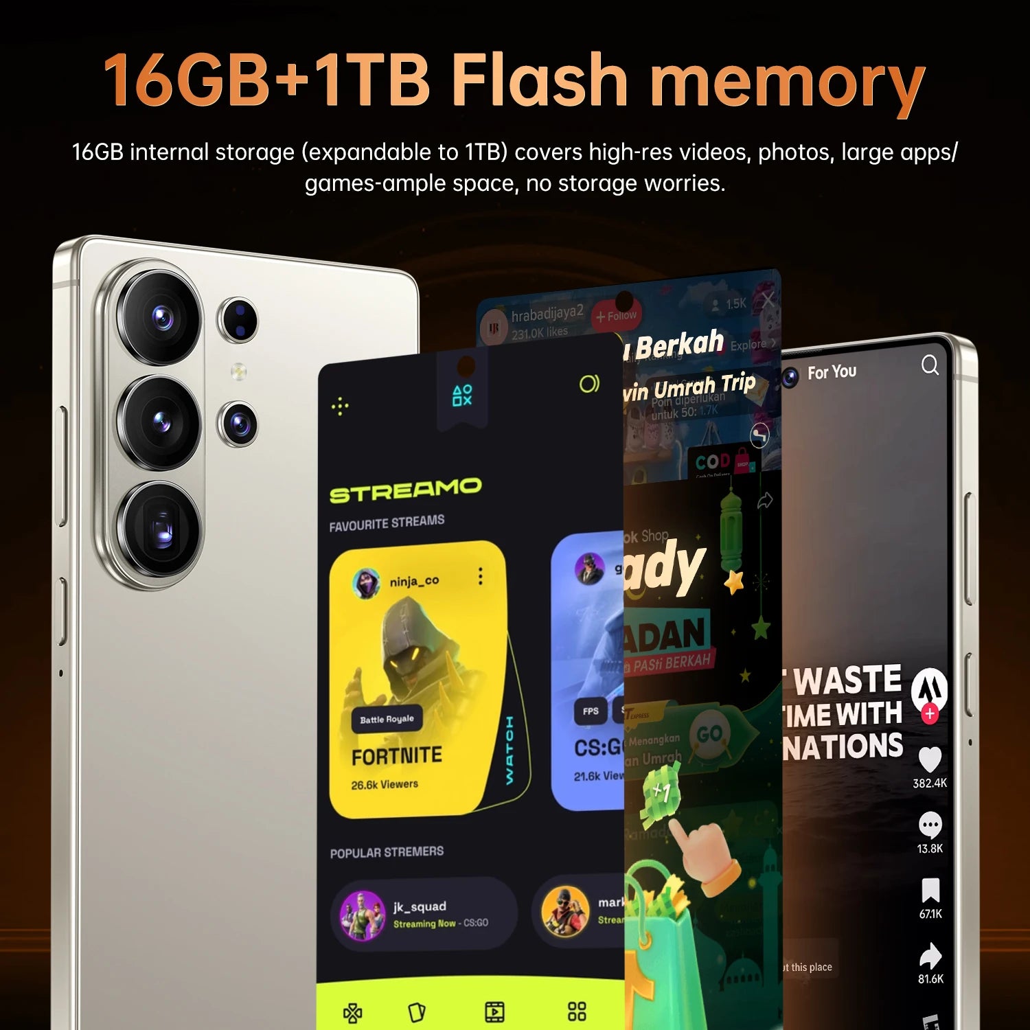 S26 Ultra Android 15 5G smartphone with 22GB RAM 2TB storage 108MP camera and 144Hz display in gallery view 6