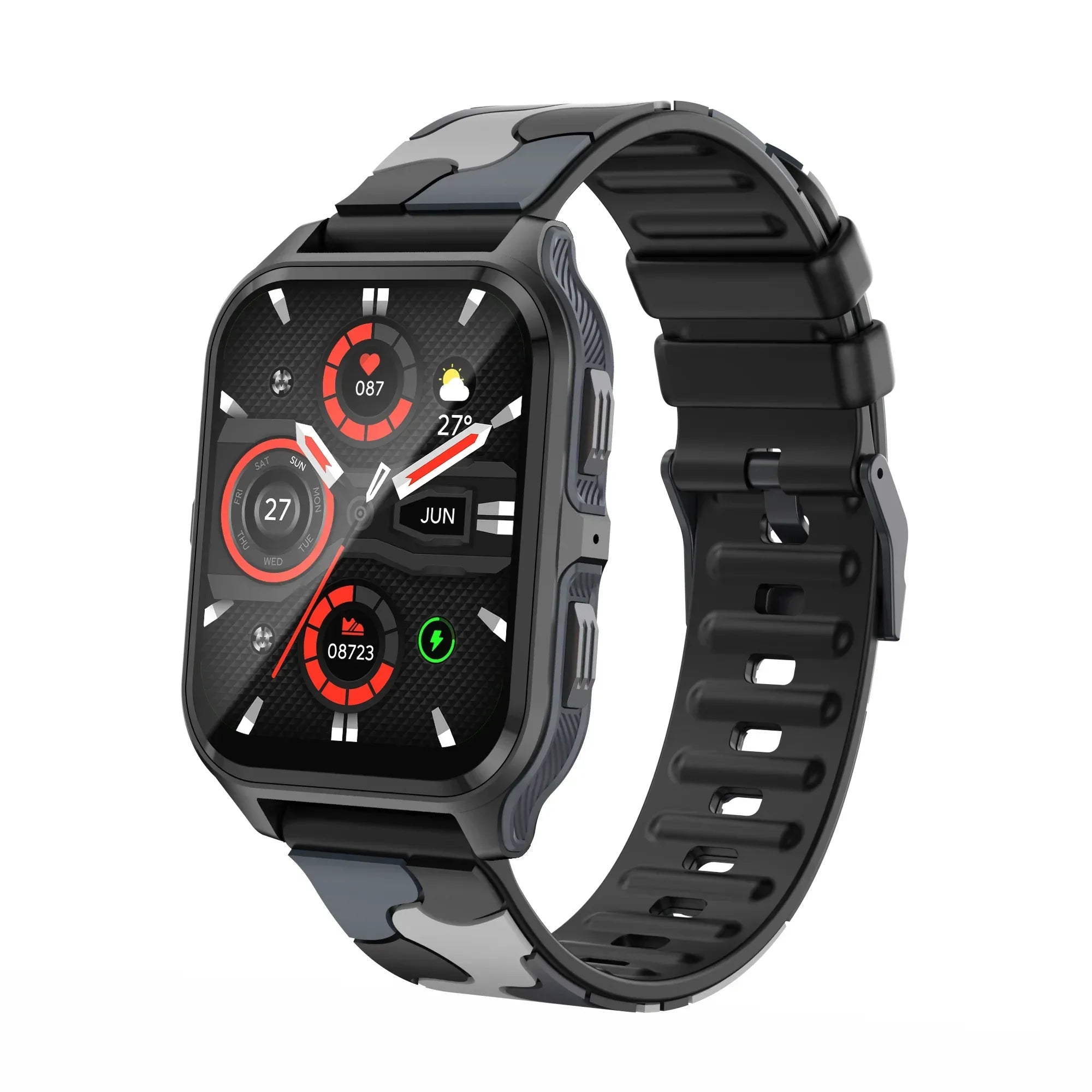 P73 Smartwatch Fitness Tracker - Waterproof GPS Heart Rate Monitor Camouflage Black My Store