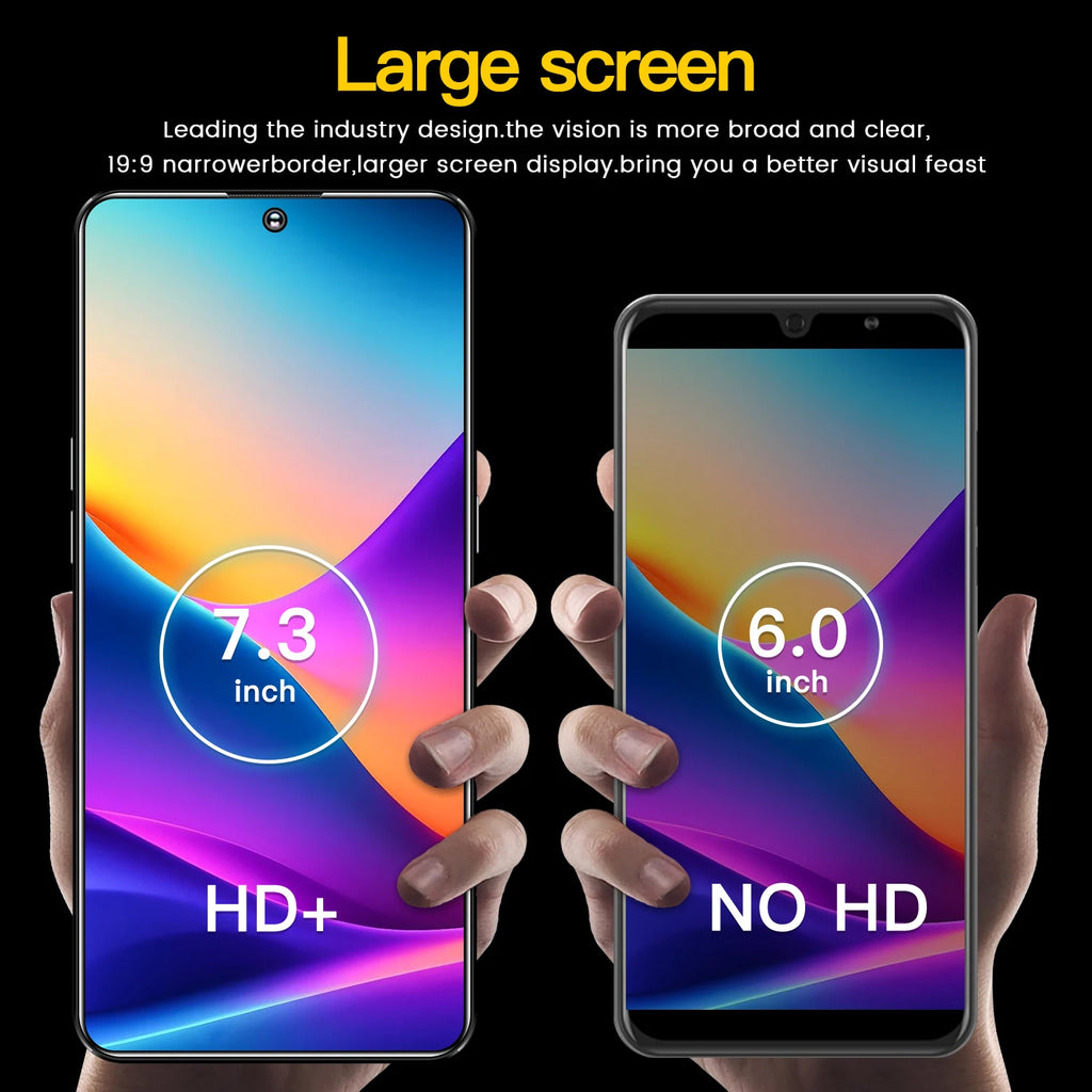 Tidesmit 5G Android smartphone with 7.3-inch display and dual SIM slots for global factory direct mobile connectivity.