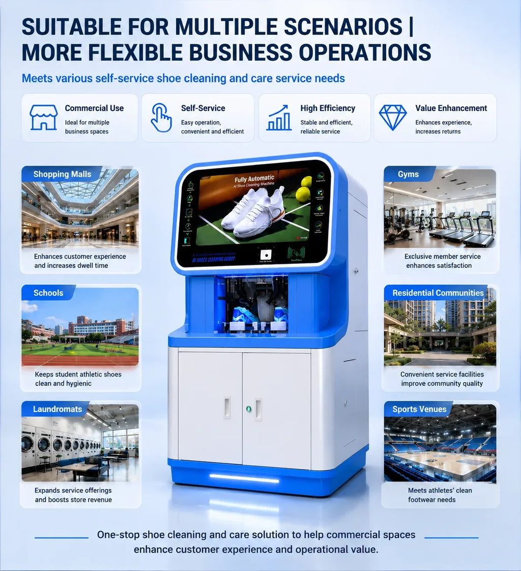 Shoe Washing Machine with Dryer 3500W 0.34kWh/Cycle Self-Service Sneaker Cleaning Machine for Laundromat 1 Year Warranty