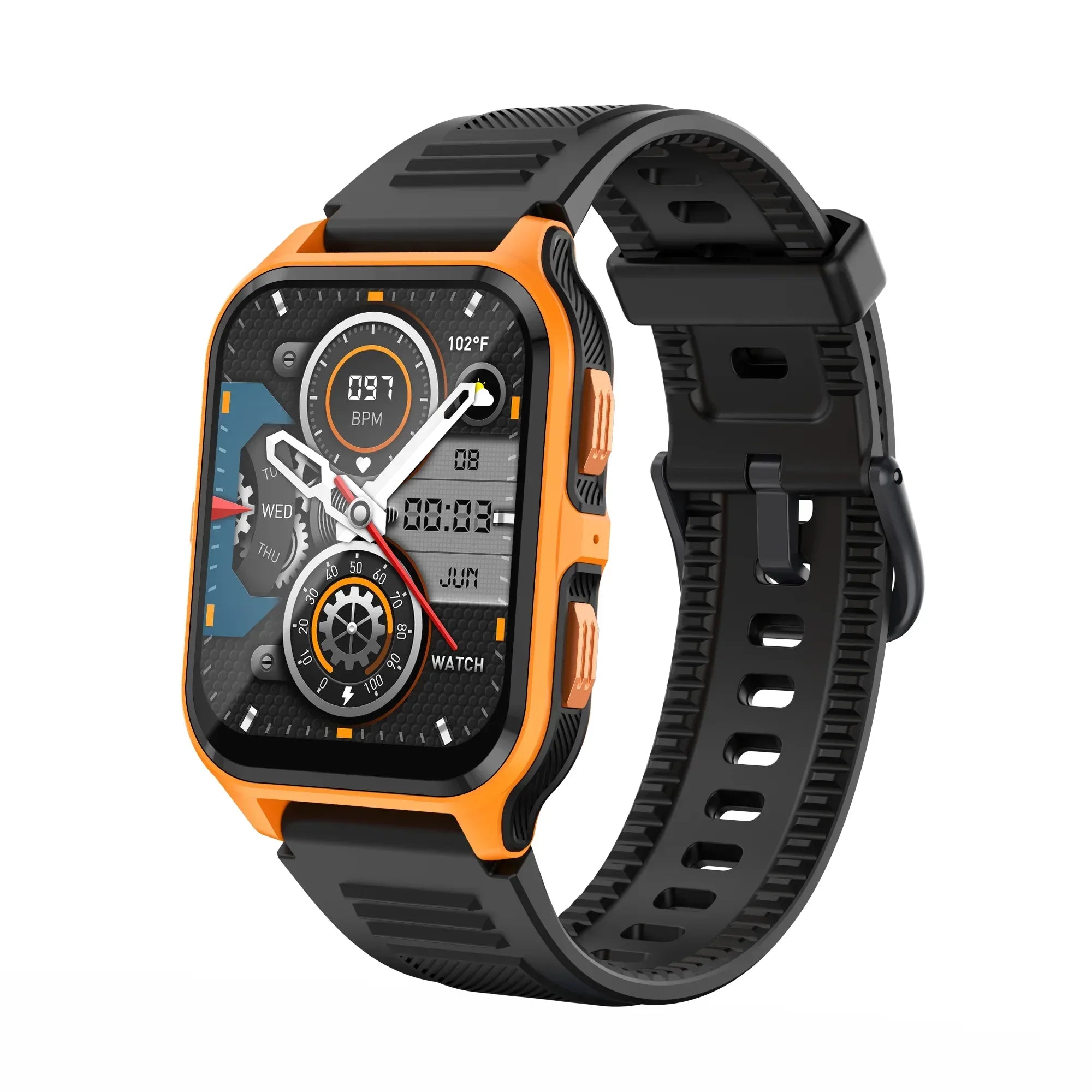 P73 Smartwatch Fitness Tracker - Waterproof GPS Heart Rate Monitor Orange Black My Store