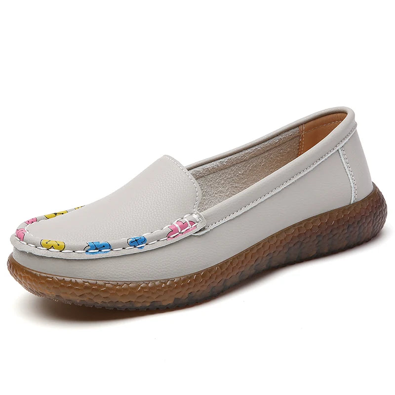 Ladies Loafers Leather Shoes Zapatos Blancos Loafers Women