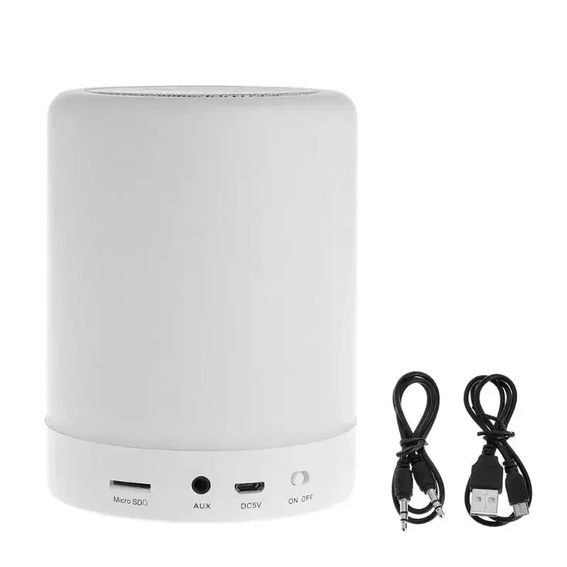 Portable Bluetooth Speaker with Touch Lights - White Waterproof Audio White plastic My Store