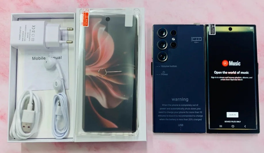 S25 Ultra 5G Smartphone with 22GB RAM and 2TB storage featuring HD screen and dual SIM in sleek design