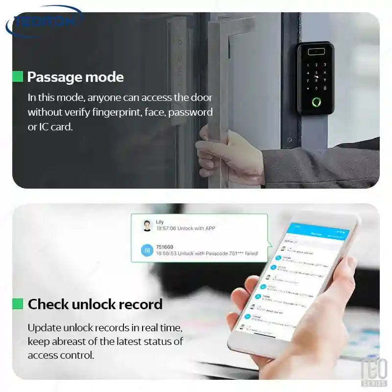 Biometric Door Access Control Kit - Wi-Fi Fingerprint & Face Recognition Tidesmit
