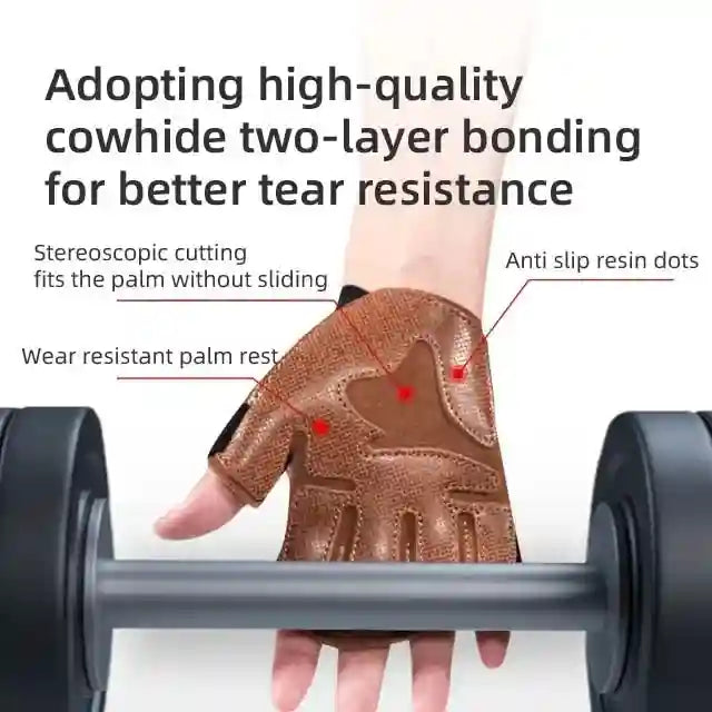 Weight Lifting Gloves - Anti-Slip Cowhide Gym Hand Protection Tidesmit