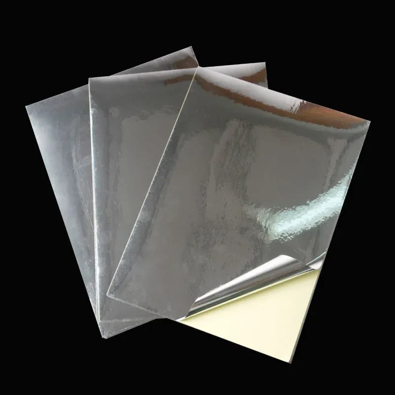 A4 Silver Glossy PET Waterproof Printable Sticker Sheet Holographic Vinyl - Angle/Detail 1