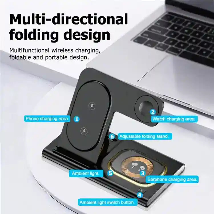 3-in-1 Fast Wireless Charging Station for Apple and Samsung Devices Tidesmit