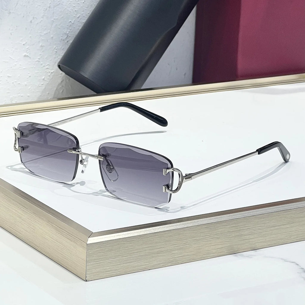 New Unisex Luxury Fashion Designer Polygonal Frameless Sunglasses Comfortable Light UV400 Gradient Lenses High-quality