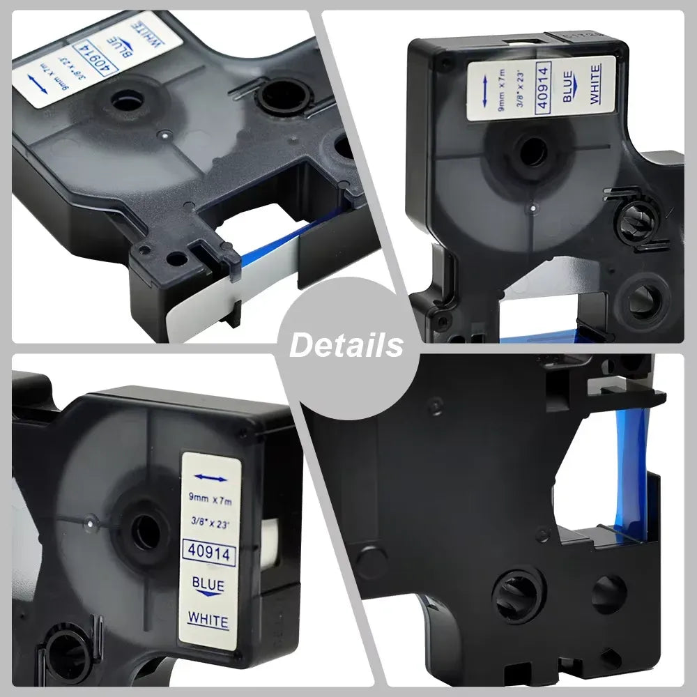 9mm*7m Blue on White 40914 D1 Label Cassette Compatible for Dymo Label Tape