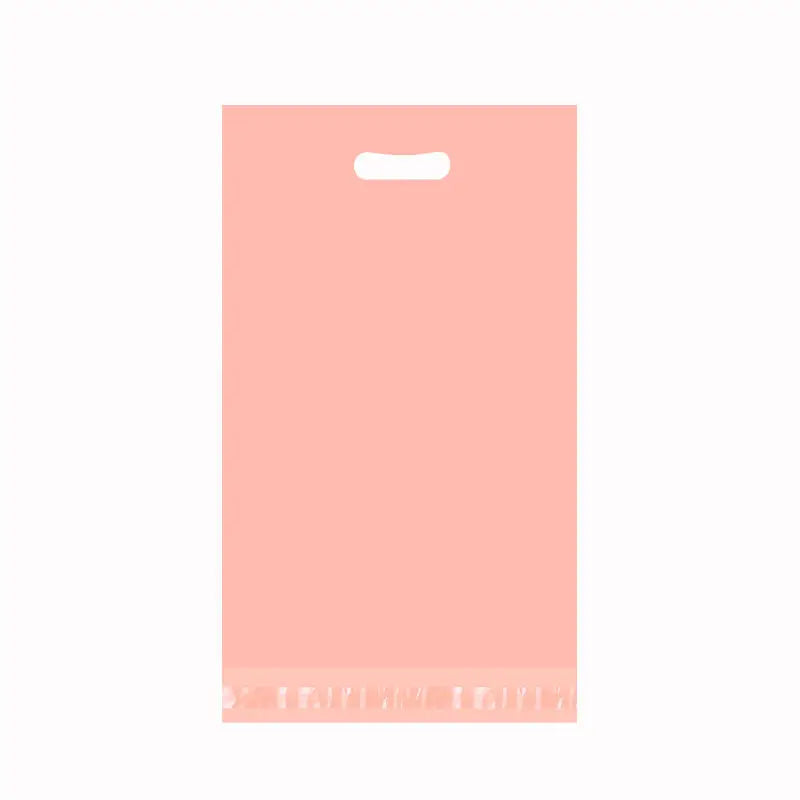 Pink handle mailer bag with top cutout handle
