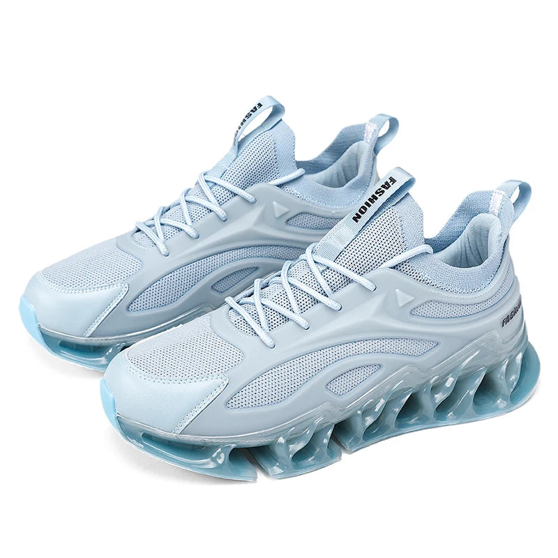 Custom Logo Men Fashion Sneakers Height Increasing Fly Knitting Blade Running Trainers Sneakers Walking Sports Men Shoes
