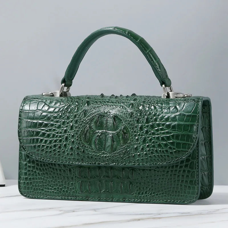 Fashion Designer Genuine Crocodile Leather Women's Small White Handbag Purse Authentic Crocodile Skin Female Flap Shoulder Bag