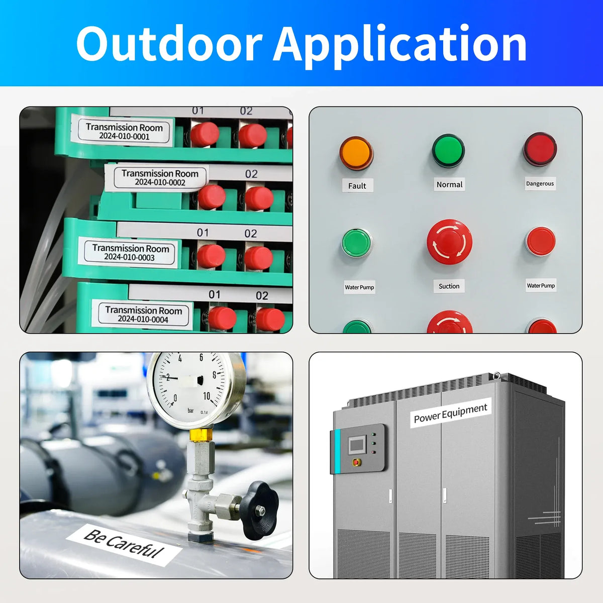 Promotional label tape outdoor application card for durable labeling on equipment