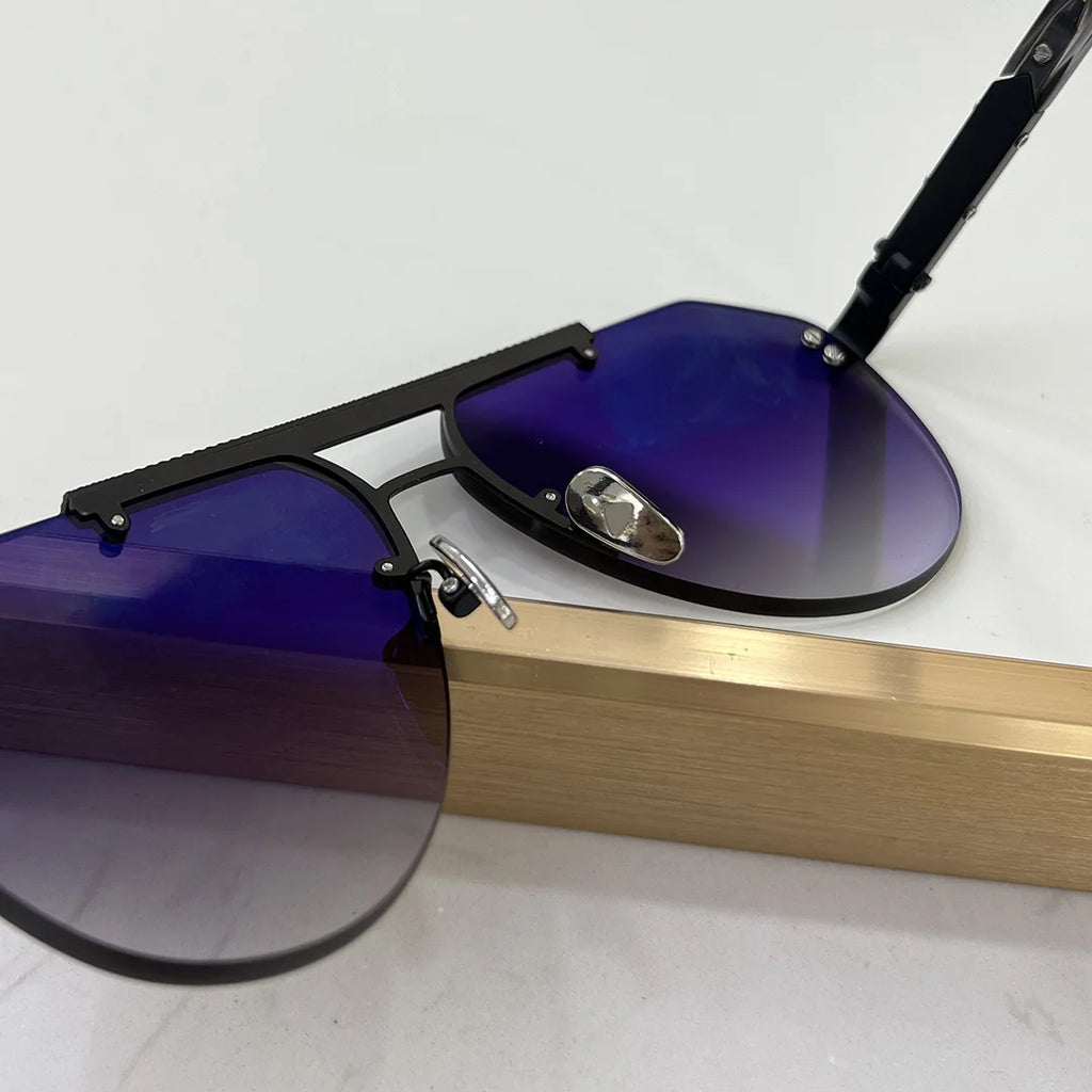 BIZSTER Luxury Frameless Fashion Toad Shaped Sunglasses UV400 Optical Casual Unisex Outdoor Use Model 6024