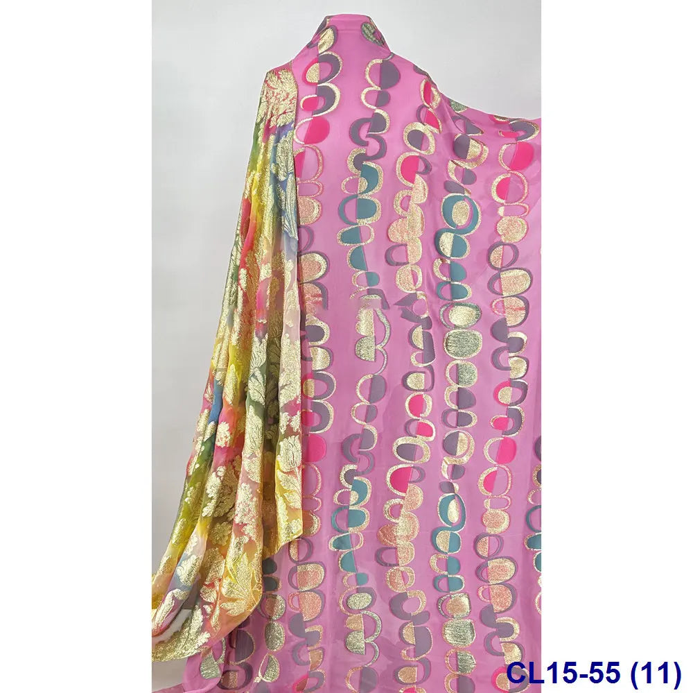 Lisami RTS Luxury Silk Fabric Elegant Multi-Color 3D Metallic Handcut for Dresses Weddings and Curtains