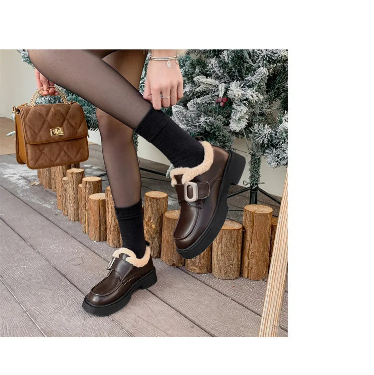 Classic Designers Hot Selling Inner Durable Dress Shoes Keep Warm Ladies Comfortable Casual Loafers Winter Shoes for Women