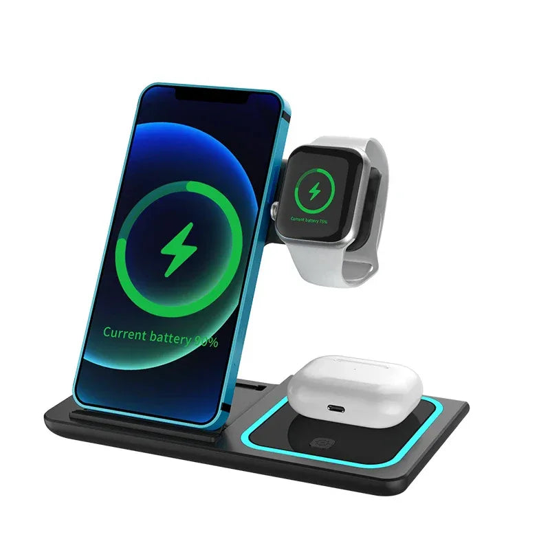 3-in-1 Magnetic Wireless Charging Station | Fast 15W Foldable PD Charger Tidesmit