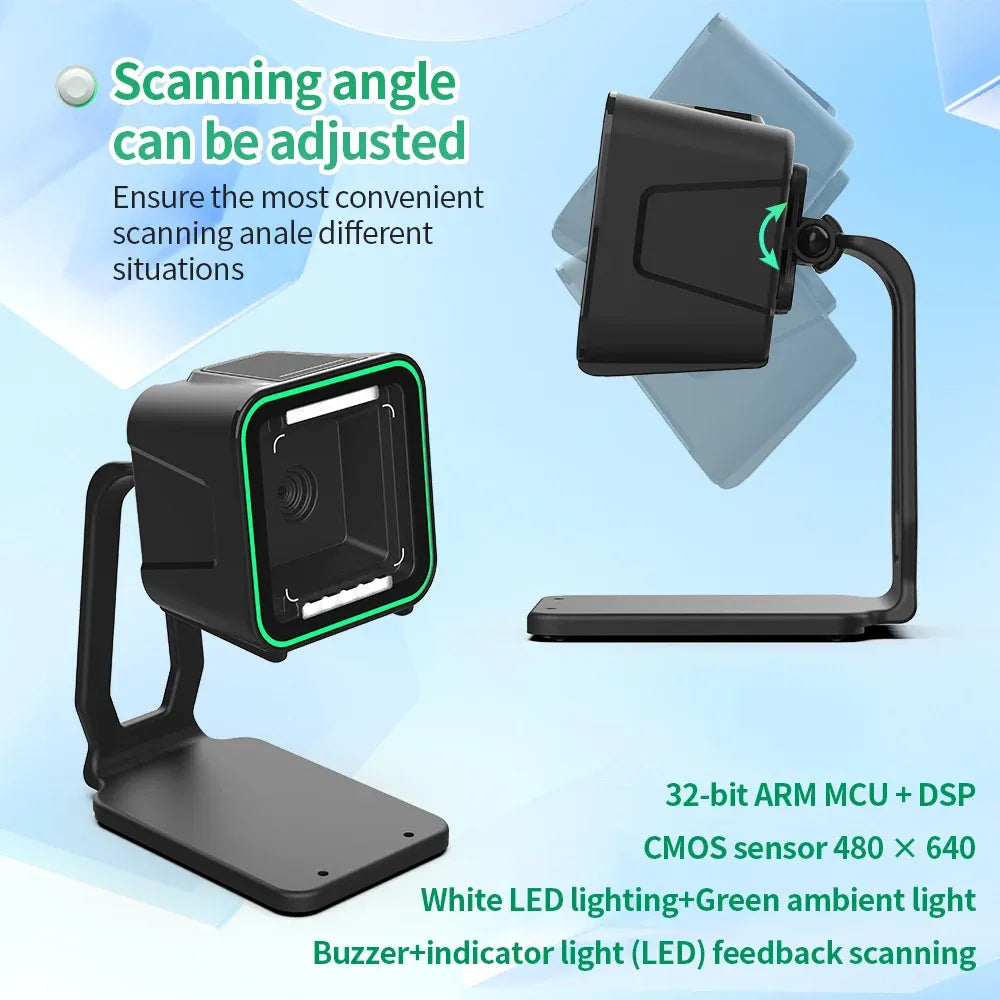 Desktop Omnidirectional Barcode Scanner 1D 2D QR Code Reader Flatbed Automatic Supermarket Barcode Scanner