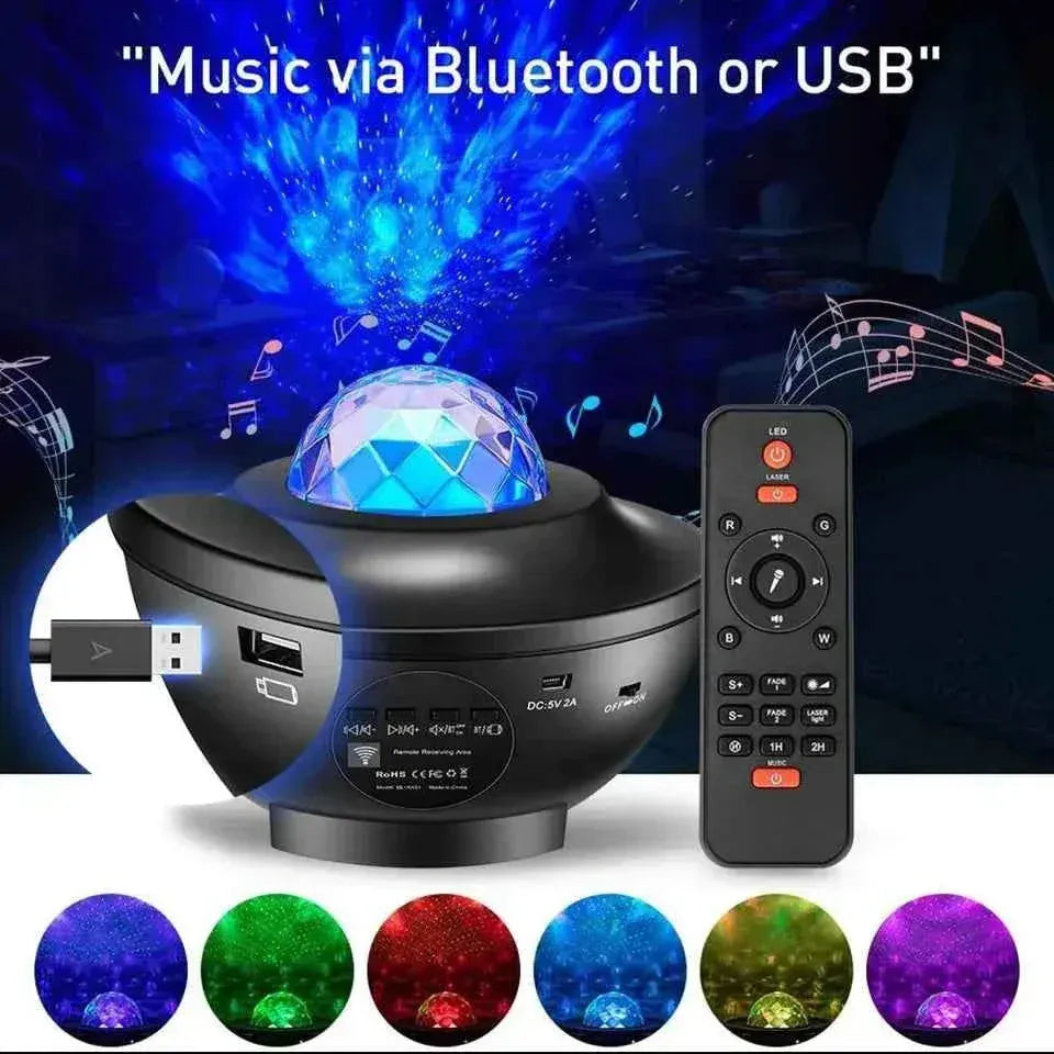 Galaxy Star Projector with Bluetooth Speaker - 24W Black Wireless Audio My Store