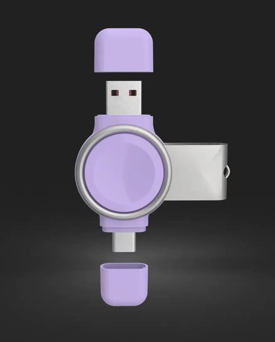Portable Magnetic Keychain Charger for Apple Watch - USB-C Fast Charging Purple Tidesmit