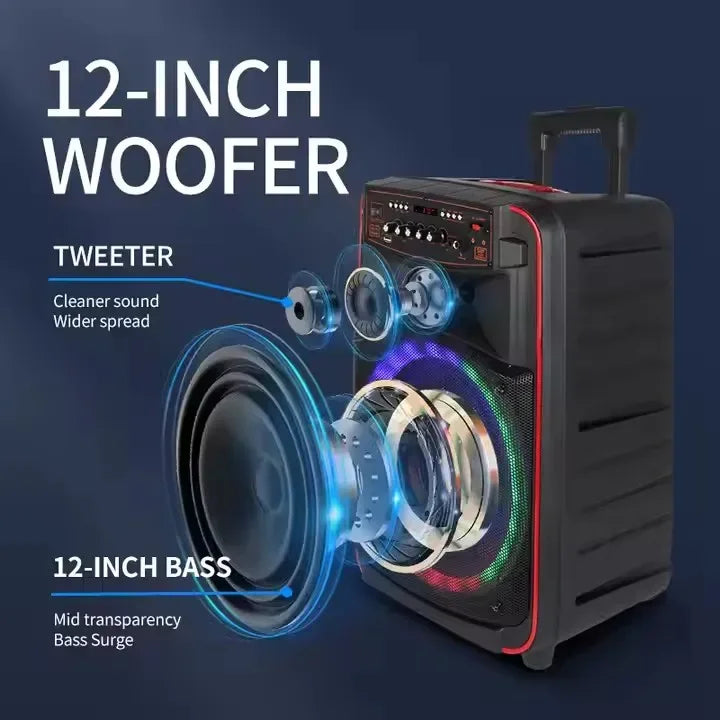 Portable Bluetooth Speaker with Disco LED Lights and 360 Sound - Black My Store
