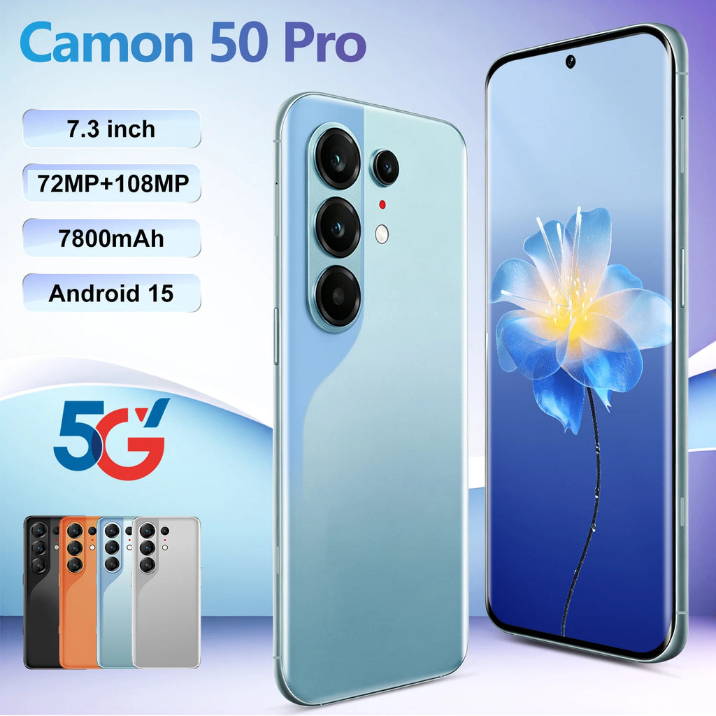 Camon 50 Pro 5G gaming smartphone with 7.3-inch micro curved screen, 16GB RAM and 1TB storage, rear view angle