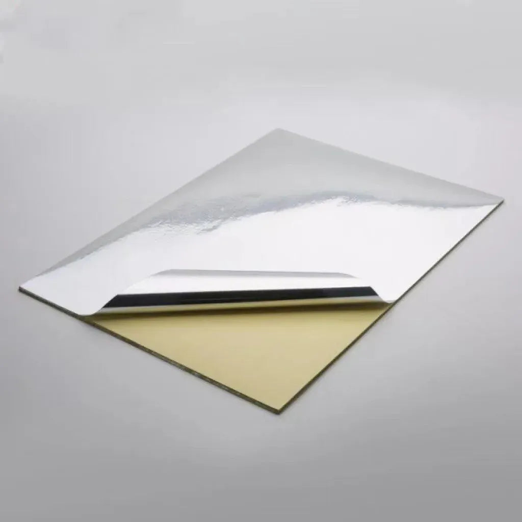 A4 glossy silver vinyl sticker paper sheet with reflective top and light backing