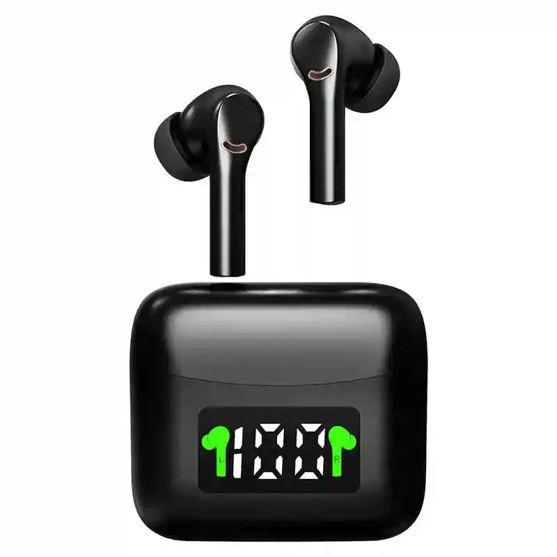 Wireless Bluetooth Earbuds, 6-Hour Battery, LED Display | Tidesmit Black Tidesmit