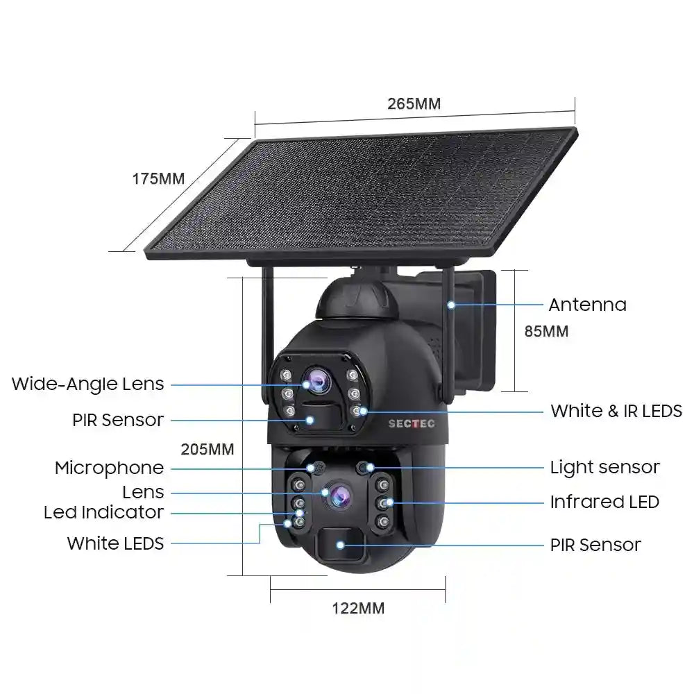 4G Solar Security Camera 6MP Wireless PTZ Outdoor Smart Security Tidesmit