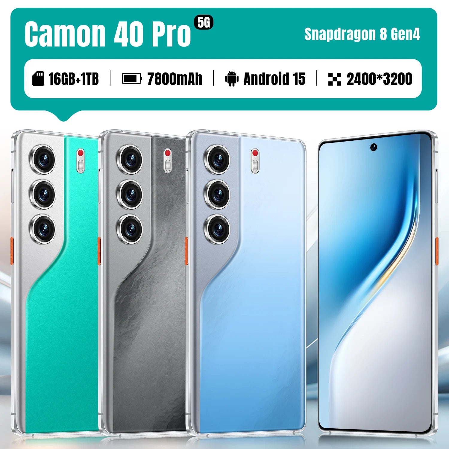 Camon 40 Pro 5G Smartphone: 16GB RAM, 1TB Storage - Black Tidesmit