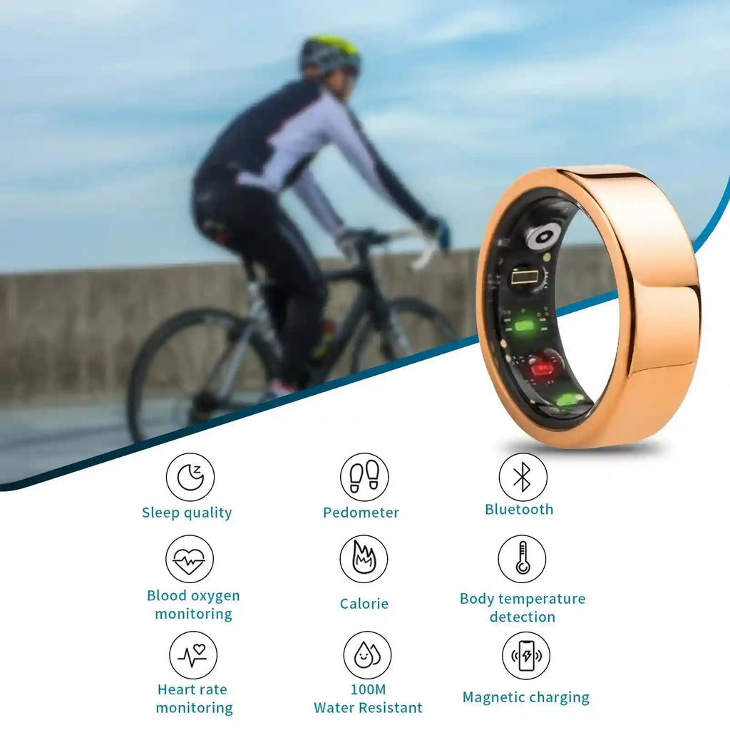 Smart Health Ring Fitness Tracker with Sleep Monitor - Tidesmit Black Tidesmit