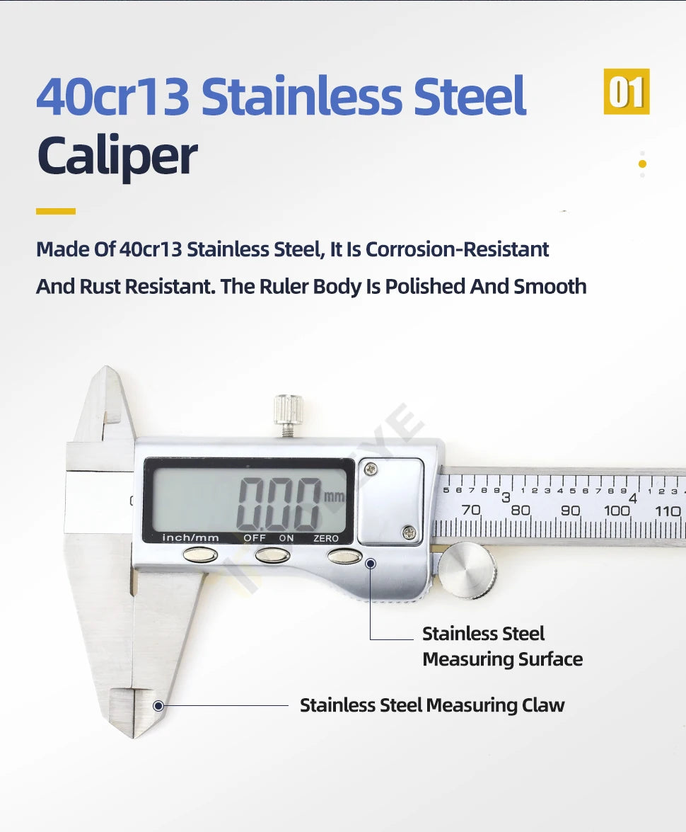 Metal Caliper Digital Pachometer Professional Vernier Caliber Measuring Tools Woodworking Thickness Gauge Depth Electronic Ruler