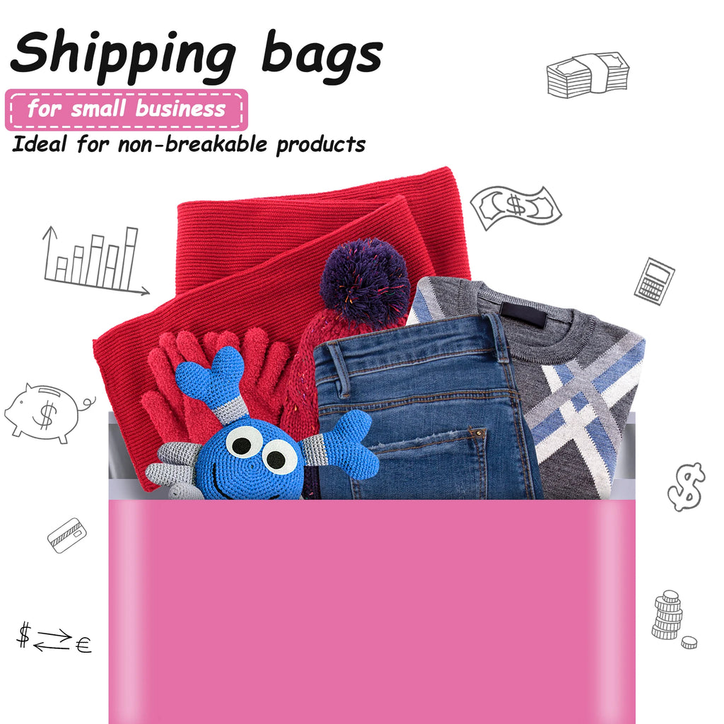 10x13 Inch Pink Biodegradable Poly Shipping Bags 100 Pcs Self-Sealing Waterproof Courier 2-Day 5-Day Delivery for Apparel