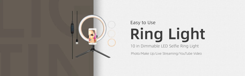 10-Inch LED Ring Light with Adjustable Tripod Stand for Content Creation Tidesmit