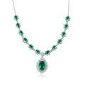 Lanphear Luxury Jewelry Hot Sales Wholesale Silver 925 Fine Chains Necklaces for Women Oval Cut Lab Grown Emerald Fine Necklaces