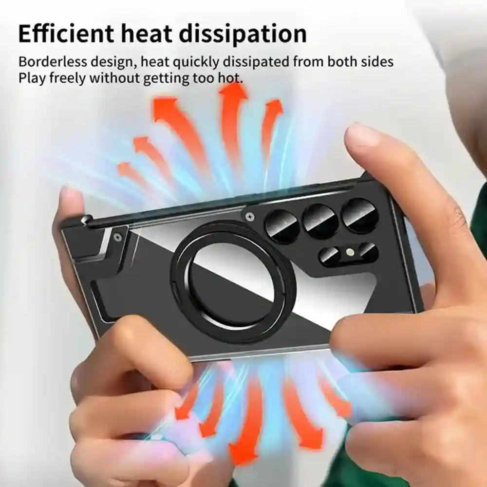 Galaxy S24 Ultra Metal Case with Magnetic Rotating Stand & Drop Protection Tidesmit