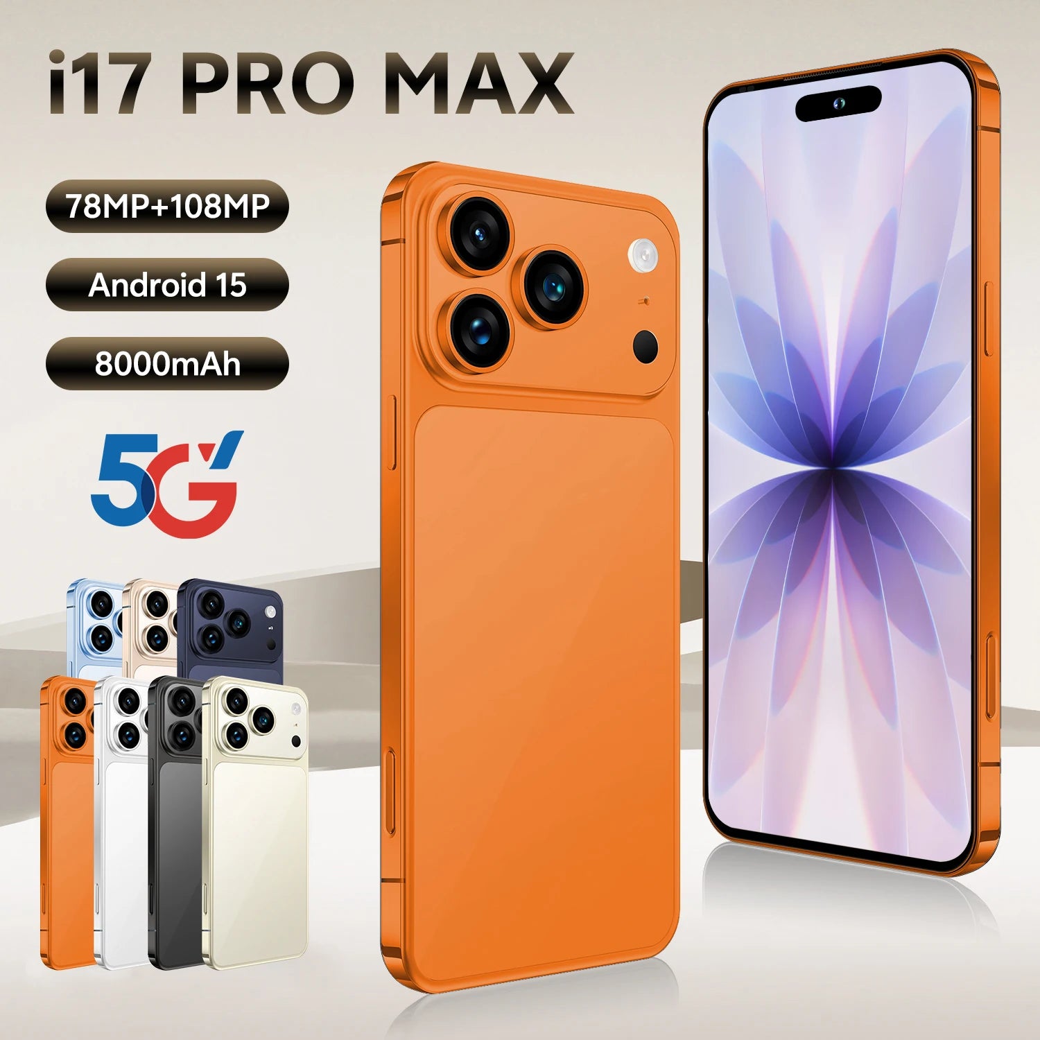Android 15 Smartphone 1TB 16GB RAM 7.3-Inch AMOLED Unlocked Orange 16g 1TB Tidesmit