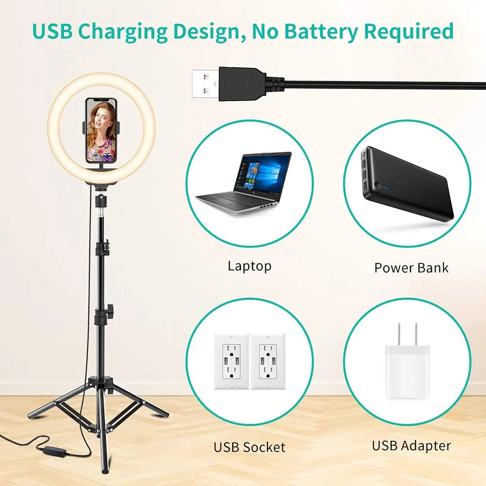 10 Inch LED Ring Light with Tripod Stand for Professional Video Lighting Tidesmit